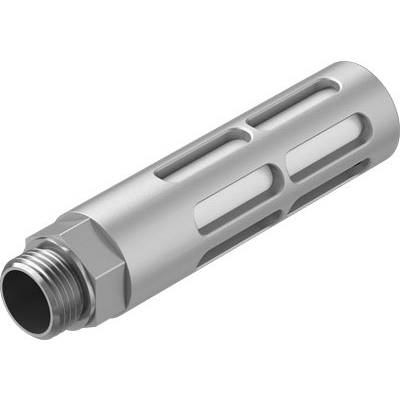 A silver cylindrical metal filter with a mesh structure and threaded connection, suitable for industrial applications.