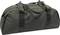 A black sports bag with two handles, lying on a neutral background.
