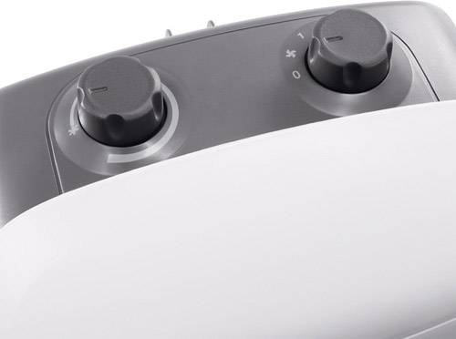 A radiator thermostat with two rotary controls for temperature and power adjustment, set to zero and displaying a snowflake symbol.