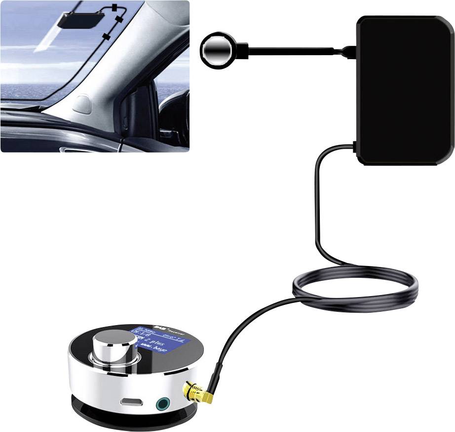 Car Accessories: A device with cables that is attached to a car's windscreen to optimise sensors or communication.