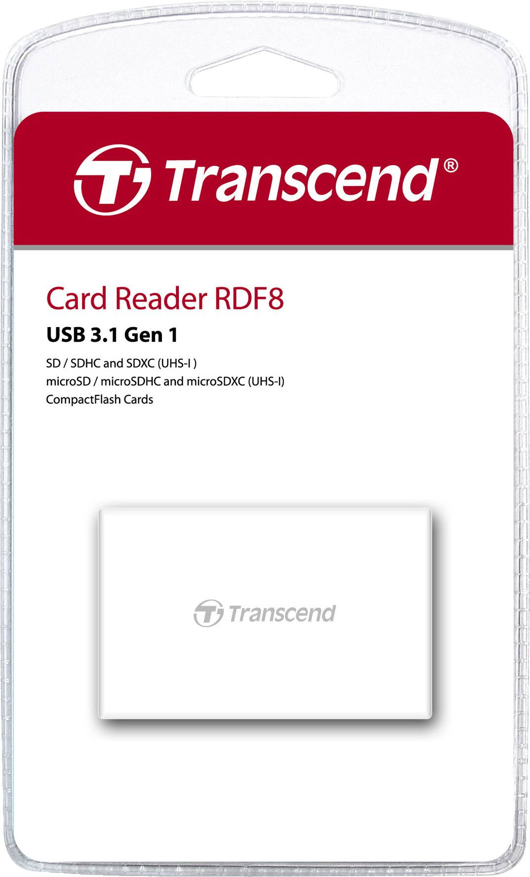 Transcend External memory card reader USB A (USB 3.1 1st gen) White-1