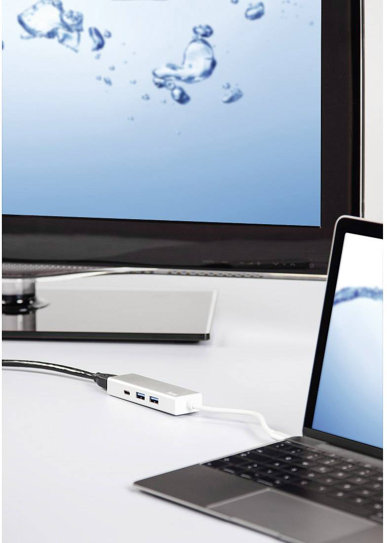 Hama 00135756 USB / HDMI Adapter [1x USB-C® plug - 1x HDMI socket, USB 3.2 2nd Gen port A (USB 3.1), USB-C® socket] Silv-8