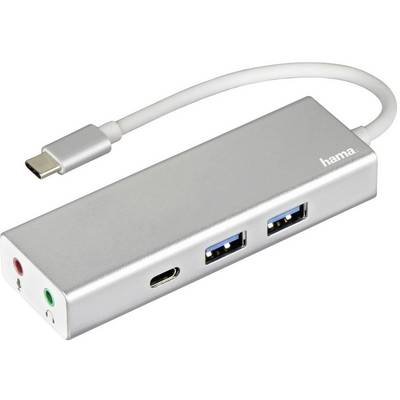 Hama 00135758 USB / Jack Adapter [1x USB-C® plug - 1x USB 3.2 2nd Gen port A (USB 3.1), USB-C® socket, Jack socket 3.5 m-0