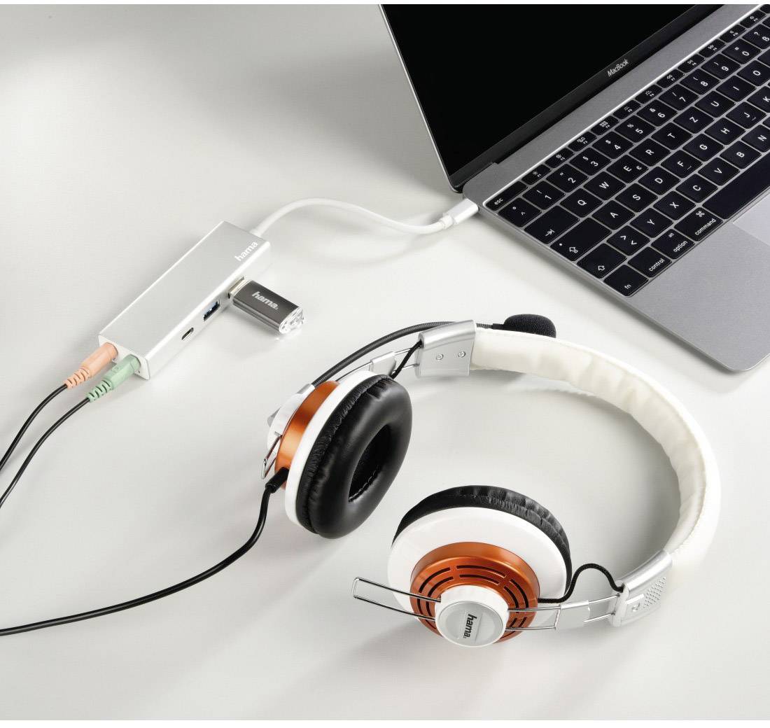 Hama 00135758 USB / Jack Adapter [1x USB-C® plug - 1x USB 3.2 2nd Gen port A (USB 3.1), USB-C® socket, Jack socket 3.5 m-6