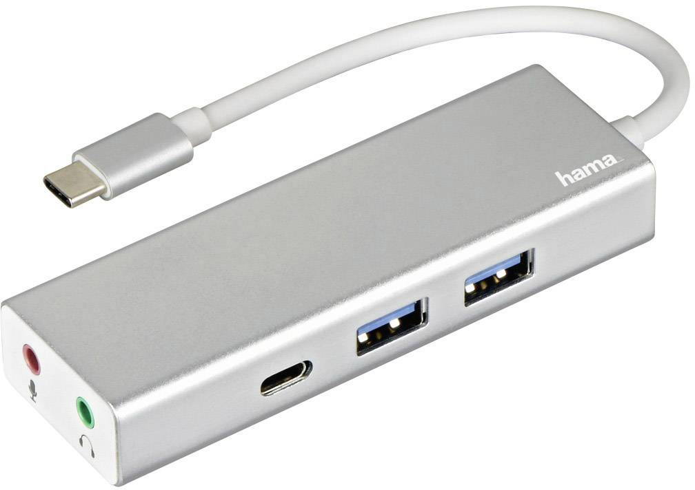 Hama 00135758 USB / Jack Adapter [1x USB-C® plug - 1x USB 3.2 2nd Gen port A (USB 3.1), USB-C® socket, Jack socket 3.5 m-7