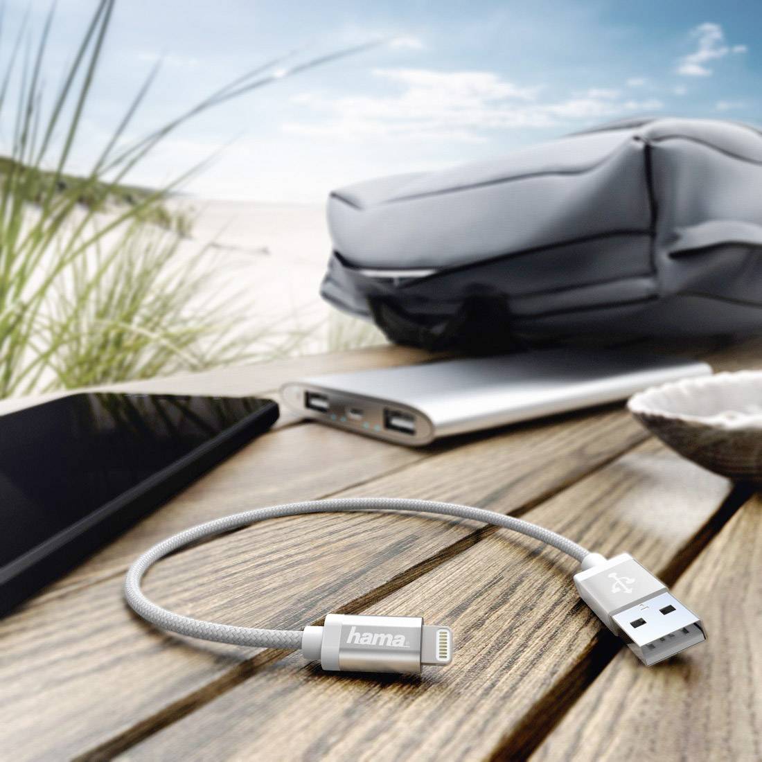 Hama [1x USB 2.0 connector A - 1x Apple Dock lightning plug] 20.00 cm White-1
