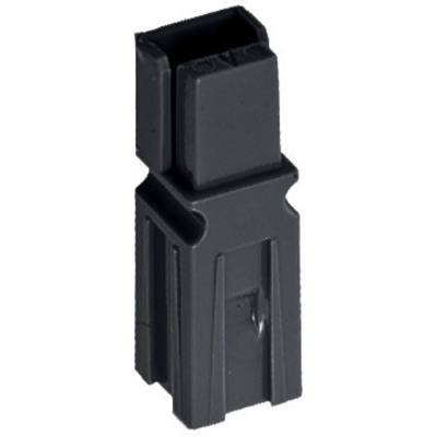 'Black plastic adapter with a rectangular cross-section and detailed design. Used for mechanical connection of components.'