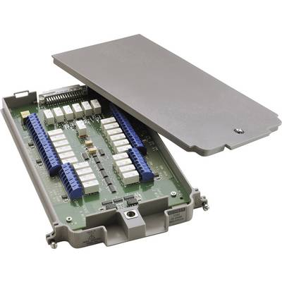 'Opened electronic control unit with visible circuit boards and connection strips in a grey housing.'
