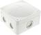 White junction box with multiple round openings on the sides, suitable for indoor electrical installations.
