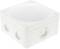 White plastic junction box with rounded corners and side cable entries.