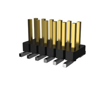 A 10-pin, straight connector with a black plastic housing and gold-plated contacts, commonly used in electronic circuits.