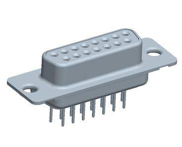 'Image of a D-Sub connector with 15 pins and metal casing, typically used for video and data connections in electronic devices.'