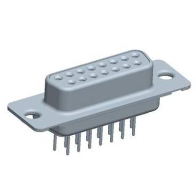 'Image of a D-Sub connector with 15 pins and metal casing, typically used for video and data connections in electronic devices.'