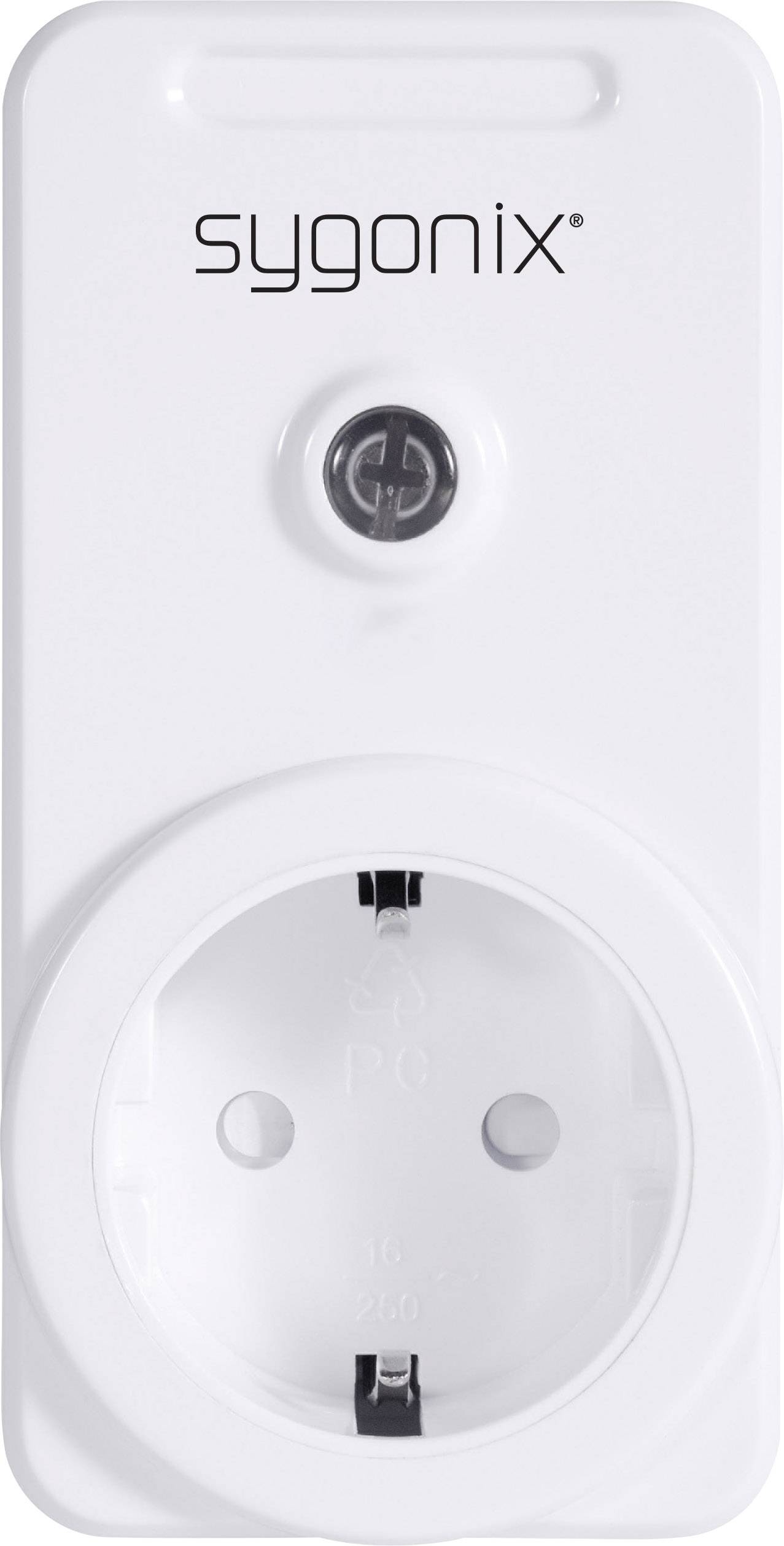White Sygonix socket with a switch in the centre.