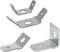 Four galvanised metal brackets with holes for connecting components.