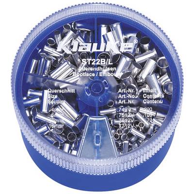 'Klauke ST 22 BI' round box with silver wire end ferrules in various sizes (4mm², 6mm², 16mm²).