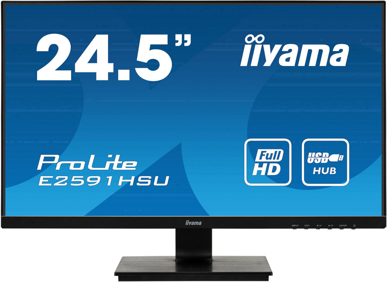 Iiyama ProLite E2591HSU LED 62.2 cm (24.5 inch) EEC A+ (A+++ – D) 1920 x 1080 p Full HD 1 ms VGA, HDMI™, DisplayPort, USB TN LED