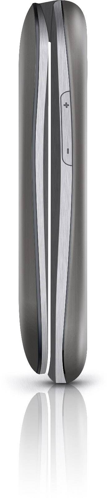 A modern, sleek device with a smooth surface and a button on the side, possibly an electronic device.