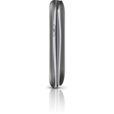 A modern, sleek device with a silver casing and smooth edges, standing vertically.