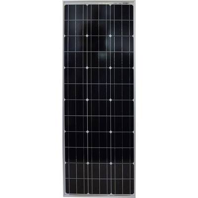 A solar module with rectangular, dark photovoltaic cells arranged in a grid pattern, for energy generation.