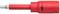 Red VDE screwdriver with a hexagonal tip and black 'Wiha' logo on the handle. Suitable for safe working under voltage.