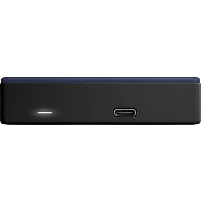 Black electronic device with a USB-C port, beside it a small illuminated LED.