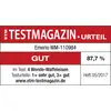 'ETM Test Magazine' rates the Emerio WM-110984 waffle maker as 'GOOD', achieving 87.7%. Tested: 4 reversible waffle irons, 1x very good, 3x good. Issue 05/2017.