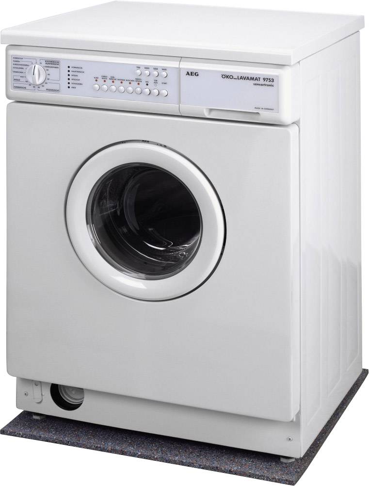 White front-loading washing machine with various controls and a round porthole in the centre.