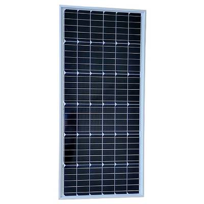 A solar panel with rectangular photovoltaic cells in a white frame, ready to convert sunlight into electricity.