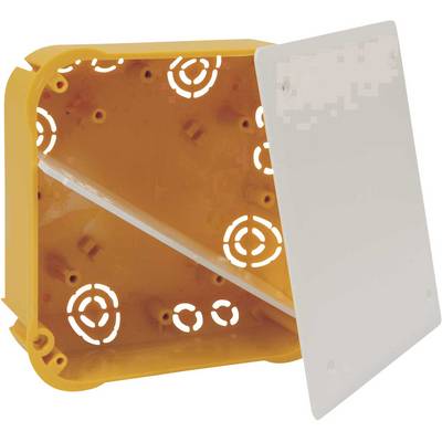 An orange plastic wall mounting enclosure with a removable, rectangular white lid. Suitable for electrical installations.