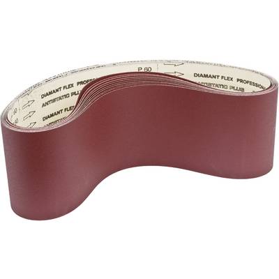 A red abrasive belt with the inscription 'Diamond Flex Professional' and 'P60' on the inside, in a wavy form.