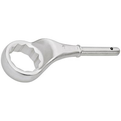 A chrome-plated ratchet spanner suitable for manually tightening and loosening screws and nuts.