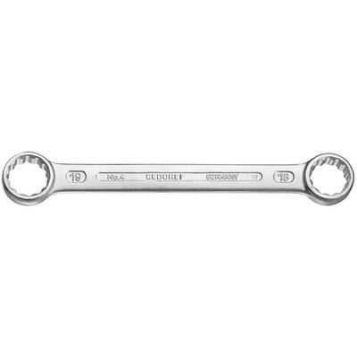 A chrome-plated ring spanner with two sizes: 19 mm on the left and 18 mm on the right. 'GEDOREY GERMANY' is printed in the middle.