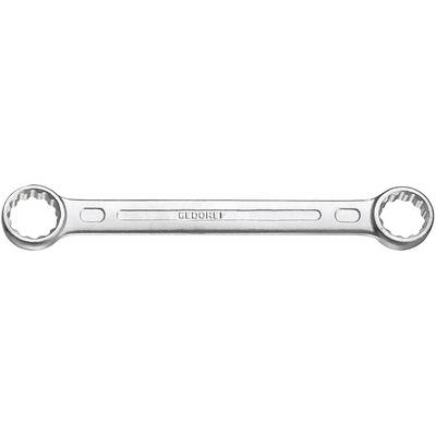A silver double ring spanner with 'GEDORE' engraved, showing two circular ends for tightening or loosening nuts.