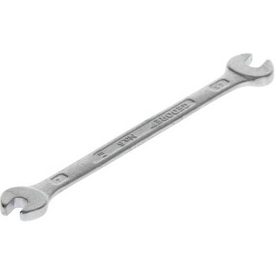 A silver double-ended spanner made of metal, with size markings for 8mm and 9mm, is lying on a white background.