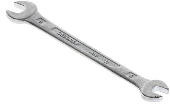 A double-sided metal spanner with 'GEDORE' printed on it. Suitable for tightening or loosening nuts and bolts.
