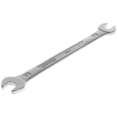 A silver spanner with open ends, size markings '8' and '9' on the heads. Used for mechanical work.