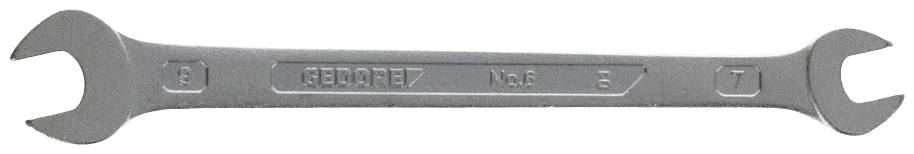 A silver double-ended spanner with sizes 6 and 7, suitable for tightening or loosening hexagonal bolts.