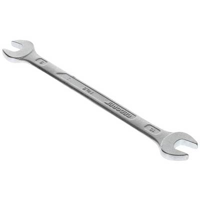 Silver spanner, double-ended, with sizes '10' and '8' at the ends, lying diagonally on a white background.