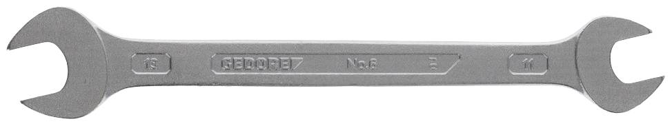 A silver double-ended spanner with two different jaw sizes on each end.