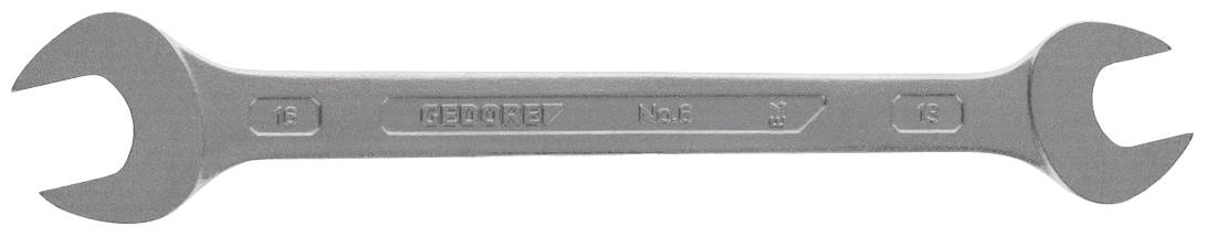 A silver double-sided spanner with sizes '13' and '14' marked at the ends, lying on a white background.