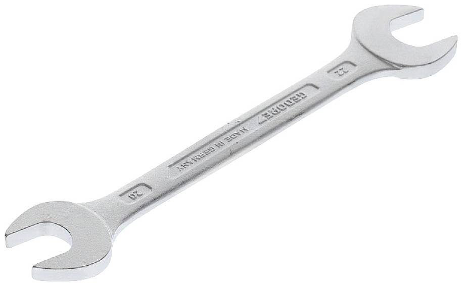 A silver adjustable spanner with an open double-jaw opening on a white background, with size markings '20' and '22'.