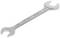 A silver adjustable spanner lies at an angle. One side is marked with '22', the other with '19'.