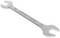 A silver double-ended spanner with an open jaw, sizes 8 and 10, lies diagonally on a white background.