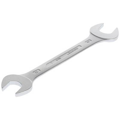 A silver double-ended spanner with 17 and 19 millimetre sizes, suitable for tightening and loosening nuts.