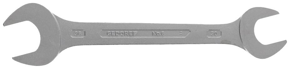 A silver fork spanner with double openings. Size '36' is imprinted on the left and '30' on the right.