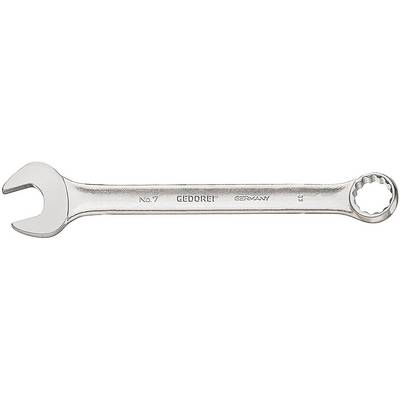 A silver-coloured spanner with an open and a ring end, with the text 'GEDORE' engraved on the handle.
