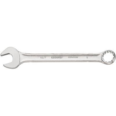 A silver GEDORE combination spanner, with open and ring ends, for craft and trade applications.