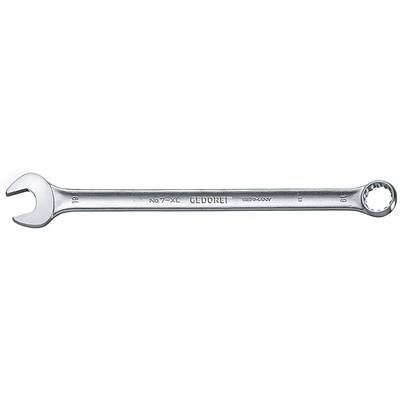 A silver combination spanner with an open and a closed, knurled end, size 19, manufactured in Germany.