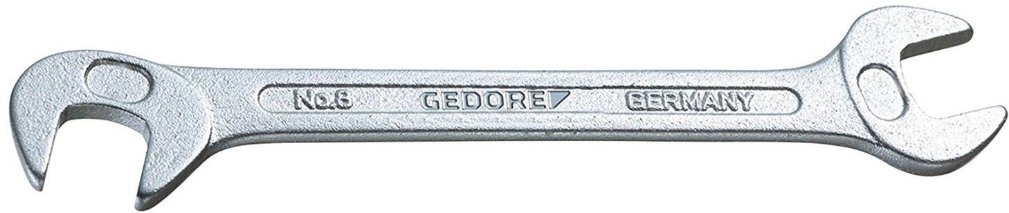 A double-sided spanner with 'GEDORE' printed on it. One side is larger than the other, typical for DIY tasks.